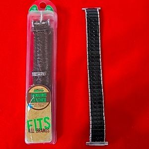 Watch Bands 16" Genuine Leather new and Black and Stainless Steel used